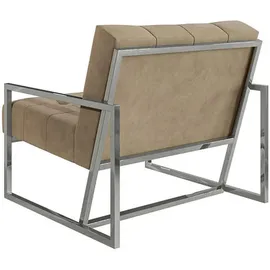 s-style möbel Loungesessel Mit Silber, Metall Füßen Aus Beige, Samtstoff