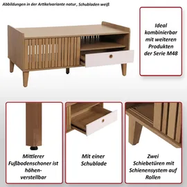 MCW Couchtisch MCW-M48, Wohnzimmertisch Tisch Sofatisch, 52x114x59cm ~ beige, Schublade grau