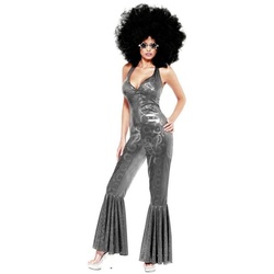 Smiffys Kostüm Soul Diva, Grooviges Kostüm aus der goldenen Ära der Disco-Musik grau M