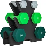 SPORTNOW Hanteln Set 6 Kurzhanteln mit Hantelständer, 2 x 1kg, 2 x 3kg, 2 x 5kg Hantelset aus Metall für Fitness, Gymnastik, Zuhause   Aosom