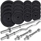 ScSPORTS® Hantel-Set Hanteln Kurzhanteln Langhantel SZ Stange Gewichte 31mm Guss schwarz