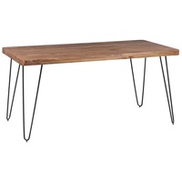 Esstisch BAGLI Massivholz Sheesham 160 cm Esszimmer-Tisch Holztisch Metallbeine Küchentisch Landhaus dunkel-braun