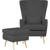 Home Affaire "Sallito, TV-Sessel, Ohrensessel mit", grau, B:76cm H:109cm T:85cm, Struktur Hahnentritt (67% Polypropylen, 33% Polyester);Samtoptik (100% Polyester);Fellimitat (100% Polyester);Samtcord (92% Polyester, 8% Polyamid);Struktur (100%