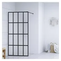 vidaXL Walk-In-Dusche 80 x 195 cm schwarz Sicherheitsglas