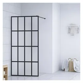 vidaXL Walk-In-Dusche 80 x 195 cm schwarz Sicherheitsglas