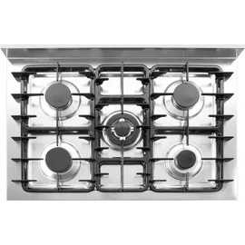 HENDI Gasherd, 5 Brenner: KTP 96 offenes Untergestell 14,3 kW - Schwarz/Silber