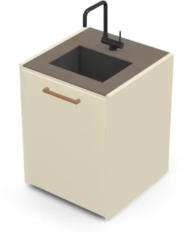 Brabura CT 60 Waschbeckenmodul - Barro / Perle Blanche / Holzgriff