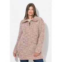 laurasøn Fleecepullover Long-Strickpullover Langarm Trojakragen Braun XL