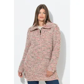 laurasøn Fleecepullover Long-Strickpullover Langarm Trojakragen Braun XL