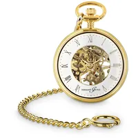 Hermann Jäckle Limburg Skelett Taschenuhr Handaufzug Kette & Reiseetui 41 mm (vergoldet)