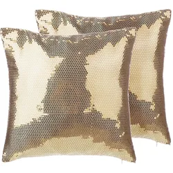 Kissen 2er Set ASTER 45 x 45 cm Kein Muster Gold