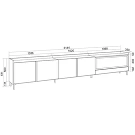 SKRAUT HOME Lowboard 315x61 cm Beige Holzwerkstoff