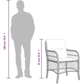 vidaXL 3-tlg. Bistro-Set mit Kissen Beigemischung Poly Rattan