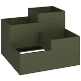 vidaXL Pflanzkübel 80x80x60 cm Olivgrün Stahl