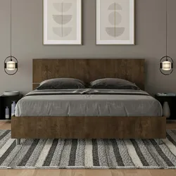 Bett mit Lattenrost 160x190, gerades Kopfteil aus Demas-Walnuss