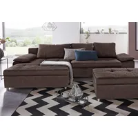 Ecksofa SIT & MORE "Labene L-Form", braun (dunkelbraun), B:290cm H:82cm T:90cm, Struktur fein (95% Polyester, 5% Polyamid);Luxus-Microfaser ALTARA NUBUCK (100% Polyester);Kunstleder SOFTLUX / Struktur (100% Polyester);Struktur (100% Polyester);Flachgewebe (95% Polyester, 5% Polyamid), Sofas, Ecksofa, wahlweise mit Bettfunktion und Bettkasten, auch als XXL-Variante