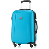 HAUPTSTADTKOFFER - Wedding - Handgepäck Koffer Kabinen Hartschalen-Koffer Trolley Rollkoffer Reisekoffer, TSA, Doppelrollen 55 cm, 42 Liter, Cyanblau