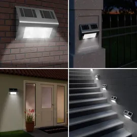 monzana Solarleuchte Edelstahl 4er Set IP65 Dämmerungssensor schwarz