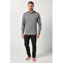Jp1880 Schlafanzug lang Schwarz/Weiß 7XL