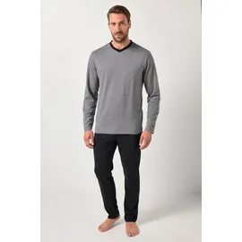 Jp1880 Schlafanzug lang Schwarz/Weiß 7XL