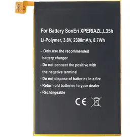 AccuCell Akku passend für Sony Ericsson XPERIA ZL, L35h, Li-Polymer, 3,8V, 2300mAh, 8,7Wh, built-in, ohne Werkzeug
