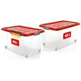 BigDean Aufbewahrungsbox 60 L 2-tlg. rot