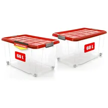 BigDean Aufbewahrungsbox 60 L 2-tlg. rot