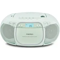 Medion E66476 Stereo Sound System (Boombox, CD-Player, MP3, Kassette, tragbarer Kassettenspieler für Kinder, UKW Radio, AUX, Kopfhörer, Netz & Batterie) grün