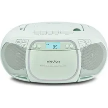 Medion E66476 Stereo Sound System (Boombox, CD-Player, MP3, Kassette, tragbarer Kassettenspieler für Kinder, UKW Radio, AUX, Kopfhörer, Netz & Batterie) grün
