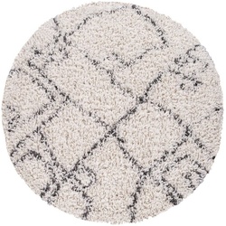 Hochflor-Teppich Kalmar 448, Paco Home, rund, Höhe: 44 mm, Shaggy, Scandi Design, modernes Rauten Muster, weich & kuschelig beige Ø 120 cm x 44 mm