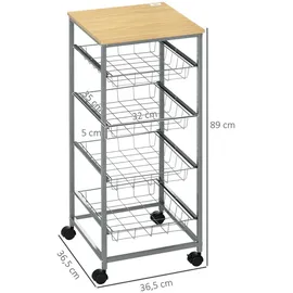 Homcom Küchenwagen Stahl, MDF