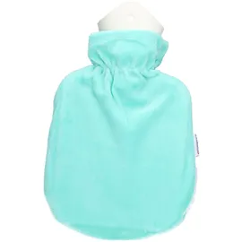 sänger Kinder Wärmflasche Robbe 0,8L Bettflasche Wärmeflasche Wärmekissen Velour Türkis/Weiß