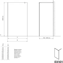 Bernstein Duschabtrennung Walk-In Nano Echtglas 10mm Klarglas