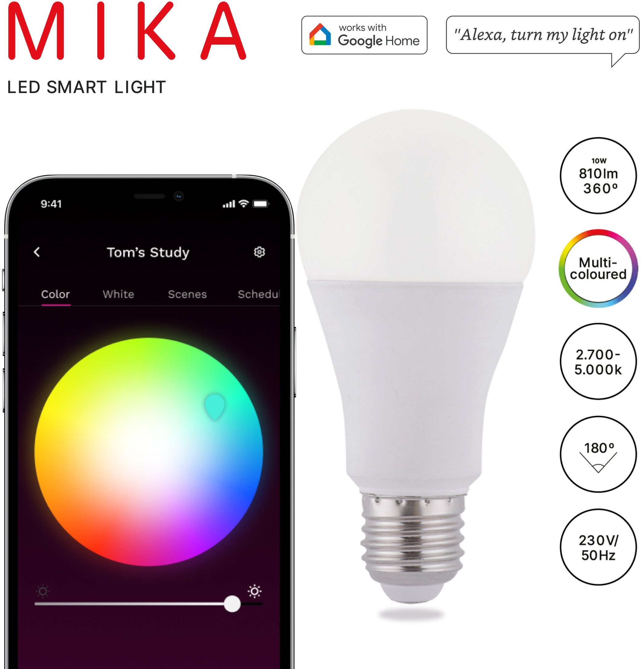 LED Leuchtmittel MIKA, Smart Home, RGB Farbwechsel, E27