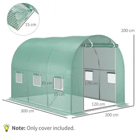 Outsunny Polyethylenfolie 3x2x2m Ersatzfolie mit 6 Fenster für Folientunnel