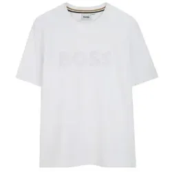 BOSS für Jungen. J52037 Kurzarm-T-Shirt weiß (5años= 109cm), Lässig, Baumwolle, Kinderbekleidung