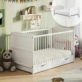 home collective Babybett, Weiß, Holz, 60x120 cm, Babymöbel, Babybetten, Gitterbett