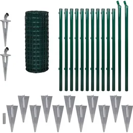 vidaXL Maschendrahtzaun Set 25x1m Stahl 25 x 1 m Grün -
