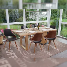 Mendler 6er-Set Esszimmerstuhl HWC-D23, Küchenstuhl Stuhl, Retro-Design ~ Kunstleder schwarz