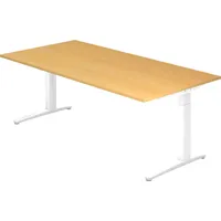 Hammerbacher Schreibtisch C-Fuß 200x100cm Buche/Weiß