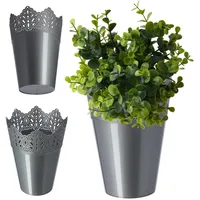 Kadax Spitzen-Blumentopf aus Kunststoff, 14.5 cm, Hoch, Silber