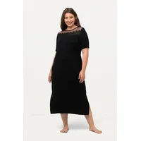 Ulla Popken Damen, Spitze, Rundhals, Halbarm Nachthemd, Schwarz, 42/44
