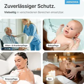 arnomed Einmalwaschhandschuhe Spunlace mit PE, wasserabweisend | 50 Stück)