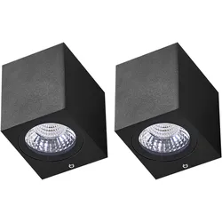 Außenwandleuchte LED Metall schwarz 8 cm 2er Set ARANSAS