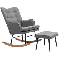 Homcom Schaukelstuhl mit Hocker und Breiter Rückenlehne