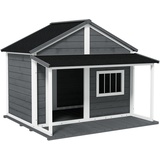 PawHut Hundehütte mit erhöhtem Boden grau 124L x 112B x 105Hcm