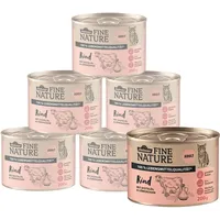 Dehner Fine Nature Nassfutter für Katzen, Rind, 6 x