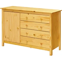Kommode HOME AFFAIRE, beige (natur), B:120cm H:80cm T:40cm, Massivholz, Sideboards, mit sichtbarer Maserung