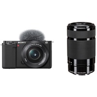 Sony Alpha ZV-E10 | APS-C spiegellose Vlog-Kamera & SEL-55210 Tele-Zoom-Objektiv (55-210 mm, F4.5–6.3, OSS, APS-C, geeignet für A7, ZV-E10, A6000- und Nex-Serien, E-Mount) schwarz
