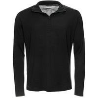 Kaipara - Merino Sportswear Langarmshirt Merino Zip-Neck Herren Regular 200 (1-tlg) aus reiner Merinowolle Made in Germany schwarz M